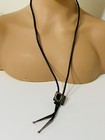 Vintage Leather black Onox Arrow Head Bolo Tie