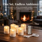 6 Pcs Warm White Rechargeable Flickering Led Tea Lights Usb Remote Flameless