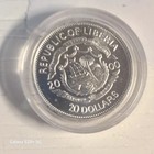 2000 Republic Of Liberia Millennium Colorized 20 Dollar  999 Fine Silver Coin