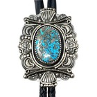 Bryon Tom  Bolo Tie  Persian Turquoise  Sterling Silver  Navajo Handmade  40 