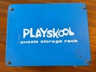 Vtg Playskool Puzzle Storage Rack Blue Metal Wood X 12 Tray Puzzles Preschool