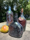 Vintage Antique Bottles Onion whiskey  bourbon Paul Jones  Set Of 3   Iridescent