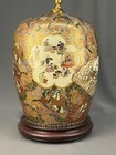 19th C  Japanese Meiji Satsuma Gilt Decorated Covered Ginger Jar Mounted As Lamp