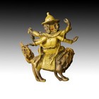 Himalayan Nepalese Tibetan Gilt Bronze Sculpture Statue Figure Of Mahakala