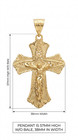 Large Ornate Crucifix Necklace  7mm Cuban Chain  14k Heavy Plated  Unisex