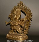 9  Collect Old Tibet Buddhism Pure Bronze Gilt 3 Head 6 Arms Buddha Statue
