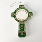 Vintage St  Patrick Celtic Cross Ornament Irish Green Resin Nollaig Shona Ahuit