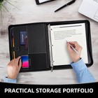 Zipper Portfolio Binder Padfolio 3 Ring Binder 1 Inch Professional Faux Leather