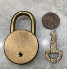 Antique Vintage Sargent Greenleaf  Round Brass Padlock Lock With Key  10 Rare