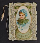 1906 Antique Victorian Die Cut Book Love Card Sweet Girl Cat Maude Ella Purdue