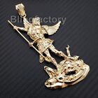 Hip Hop 14k Gold Plated Saint Michael Archangel Large Bling Charm Pendant 