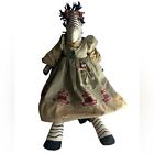 Vintage Zelda Zebra Handmade Folk Art Doll Handcrafted Shelf Sitting 21   