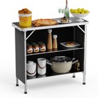 Camping Table Aluminum Portable Bar Table 2-tier Shelves In outdoor