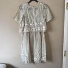 Edwardian Eyelet Lace Short Day Dress Tea Lawn As Is - Xs Antique Cotton