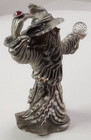 Vintage 1989 Masterworks Fine Pewter Wizard Holding Crystal With Red Ring