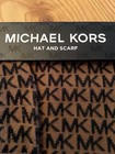 Nwt Michael Kors 2 Pc Scarf   Hat beanie Set  brown W  Black Mk Logo   Msrp  98