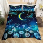 Teal Dragonfly Duvet Cover Stars And Moon Galaxy Bedding Set For King Multi 13