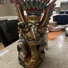 Vintage South Asian Garuda  Hand Carved Wood Sculpture Figure
