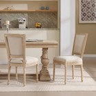 Set Of 2  Dining Chair Beige Linen Upholstered Seat Wood Frame W  T-shaped Back