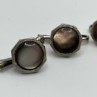 Dark Abalone Silver Tone Shirt Studs Set Of 4 Vintage B247