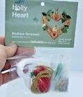 Leewards Holly Heart Pixie Vintage Sequin Bead Christmas Ornament Kit Nos Rare