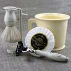 3 Edge Shaving Razor Kit For Men - Dense Badger Hair Shaving Brush Mug   Stand
