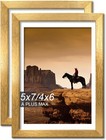 5x7 Picture Frame Set Of 2  Gold Engineered Wood Frame For 5 X 7 Inch Picture   