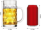 Freezer Beer Mugs  20 Oz Large Heavy Glass Mugs With Handles Set Of 2  Clear Lar