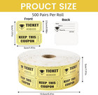 1000 Raffle Tickets Gold Double Roll Metallic Gold Foil events Carnivals entry  