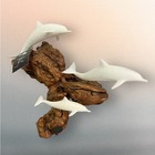 Lot Of 4 Vintage John Perry  Carved Burlwood Dolphin   life Figurine Sculptures
