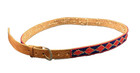 Vintage Hand Crafted Native American Red Blue Beaded 32  Leather Belt Small