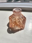 Vintage Czech Crystal Perfume Bottle With Ornate Stopper Peach  Pink 6  Tall 