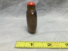 Agate  Hardstone Snuff Bottle With Red  Stopper Top    2 3 8  Tall