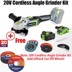 Workpro 20v Cordless Angle Grinder Kit 20pack 10pack Cutting Off Grinding Wheels
