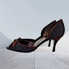 St  John Women s Leather Peep-toe Bow Pump Sz 6 5b Shoe Made In Italy 2 Tone Vtg