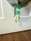 Vintage Plant Holder Hanger Beaded Bright Green Plastic 70   s Hanging