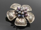 925 Sterling Silver  Vintage Petite Pearls Cluster Flower Tie Clip  Tr1547