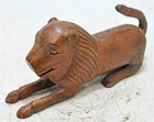 Vintage Wooden Lion Figurine Original Old Hand Carved