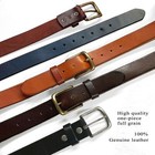 Vintage Full Grain One Piece Genuine Leather Casual Jean Belt 1-1 2  Wide