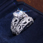 Milgrain Edging Vintage Promise Ring Set 1 84 Ct Cz Beautiful Band Silver Plated