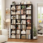 7   Tall Bookshelf With4 Cubes  7 Tier Double Wide Wood 1 Black brown