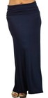 Plus Size Foldover Waist Navy Blue Minimalist Long Maxi Knit Skirt Boho 1x 2x 3x