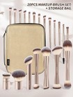 Maange 20pcs Professional Makeup Brushes Set  Metal Handle Wand-zengc