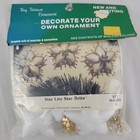 Xmas Star Ornament Kit Tiny Treasure Sequin Beaded Gold White Makes 6 Vtg Nos