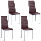 Set Of 4 Pvc Leather Dining Side Chairs Elegant Design Home Furniture Brown