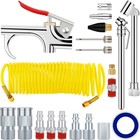 20pcs Air Compressor Accessory Kit 25ft Recoil Hose Gun Nozzles Set 1 4  Npt New