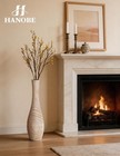 22 Inch Slender Beige Wood Tall Floor Decor Vase