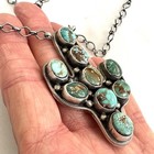 Navajo Cactus Necklace Royston Turquoise 18  Adj Sterling Signed Martinez Native