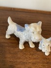 Otagiri Porcelain Blue White Pair Dog Figurines Set Of 2 Vintage Japan Bulldogs