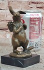 Signed Original Milo Bunny W  Basket Of Flower Bronze Art Decor Sculpture Figure
